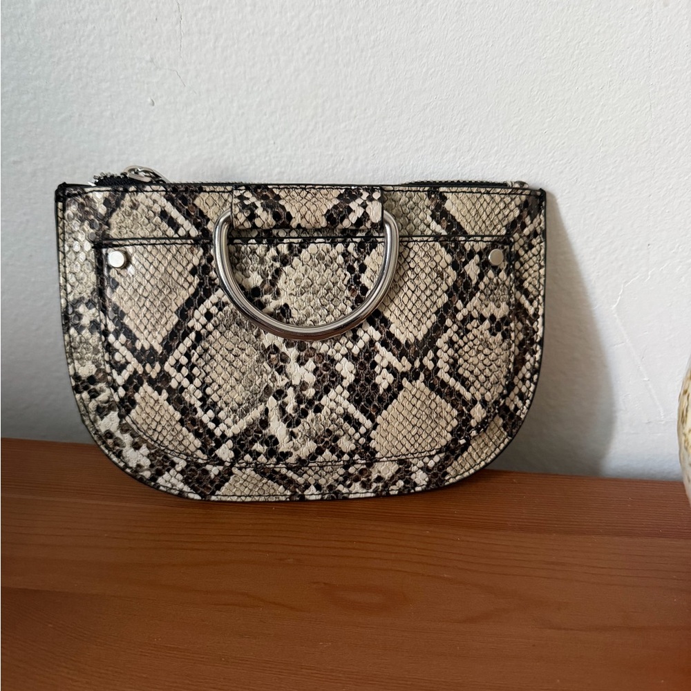 Zara Black and Cream Snakeskin Wristlet